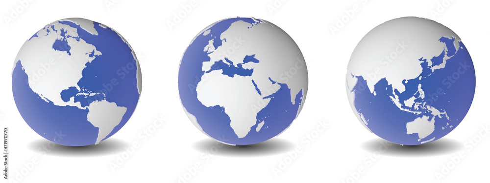The global globe is a vector icon. Earth isolated on a white background illustration. On a white background, a cluster of earth globes. The global globe is a vector icon. Earth isolated on a white background illustration. On a white background, a cluster of earth globes.