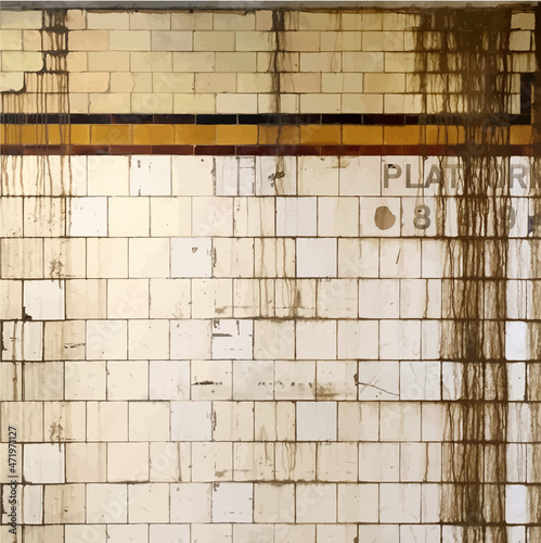 grunge tiled subway wall background