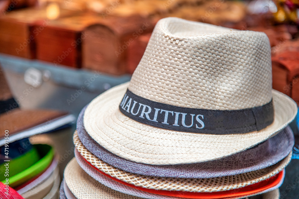 Straw hats of Mauritius Island.