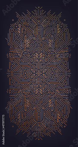 Vector abstract golden background with arabic motifs. Art deco wedding, party pattern, geometric ornament.