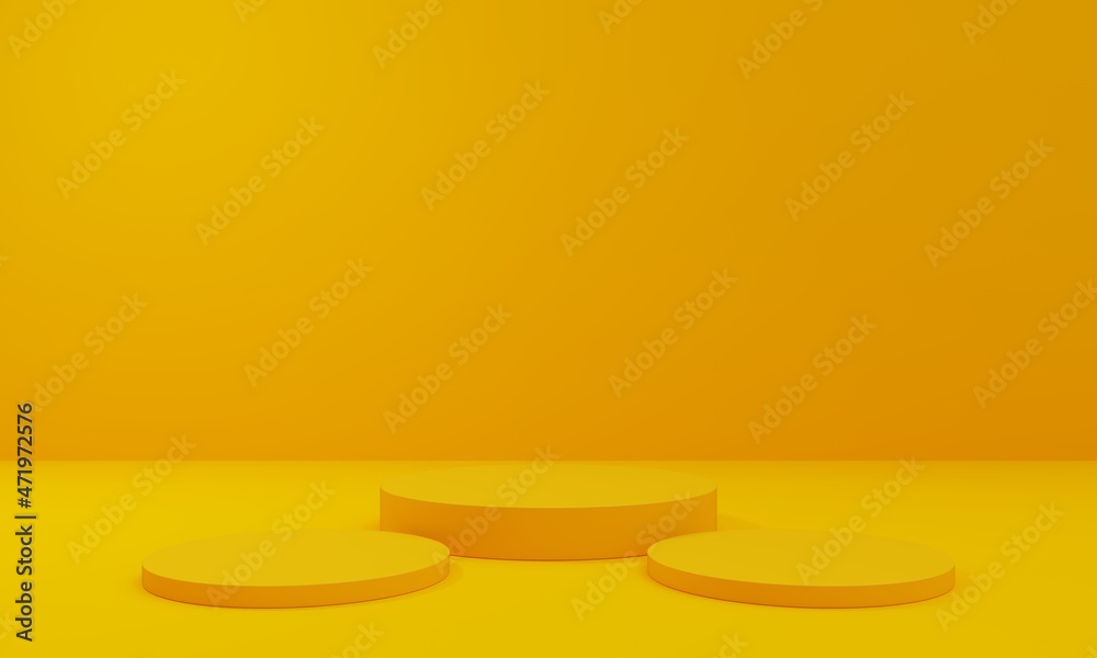 Empty Yellow 3d podium for product display showcase. Best for product presentation. Minimalistic 3d Render Empty Yellow 3d podium for product display showcase. Best for product presentation. Minimalistic 3d Render