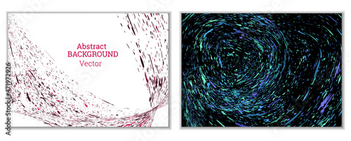 Multicolored paint splashes, smears, dust particles and debris are carried by the wind. A set of two templates. Design template for the design of banners, posters, booklets, covers, magazines. EPS 10