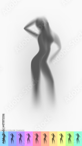 Blurred Woman Body Silhouette In Contour Light