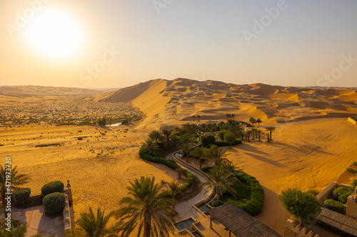 Orange sands desert resort in the Empty Quarter (Rub' al Khali) area of Abu Dhabi, United Arab Emirates photo