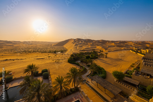 Orange sands desert resort in the Empty Quarter (Rub' al Khali) area of Abu Dhabi, United Arab Emirates photo
