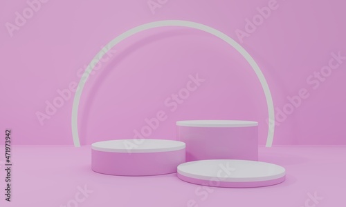 Empty Pink 3d podium for cosmetic product display showcase. Best for cosmetic product presentation. Minimalistic 3d Render