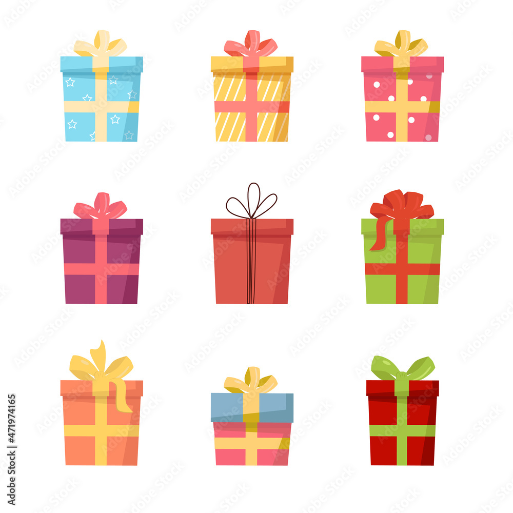 Gift box set in flat design Gift box set in flat design