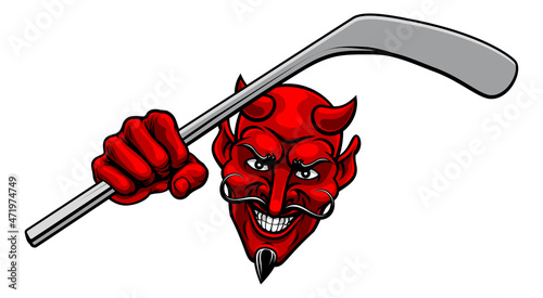 Devil Satan Ice Hockey Sports Mascot Cartoon