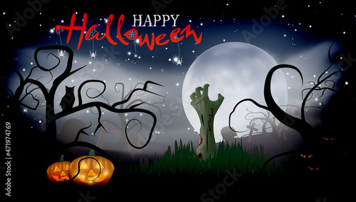 Halloween Template. Zombie Arm Out Of The Ground