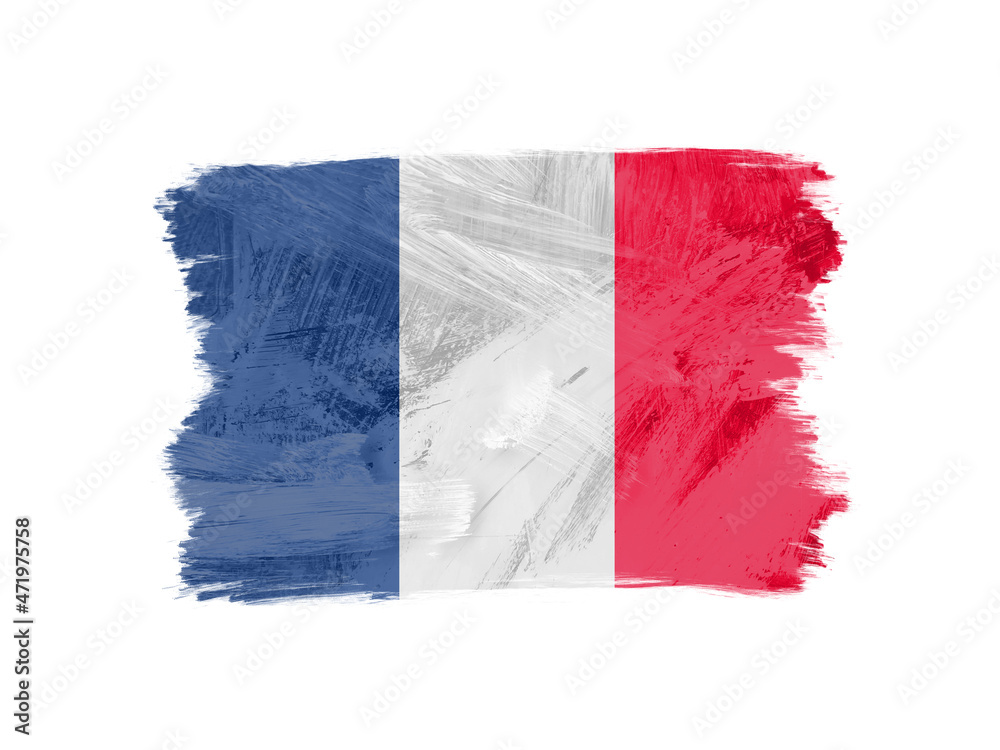 Naklejka premium ドライブラシでペイントしたフランス国旗のシンボルアイコンイラスト