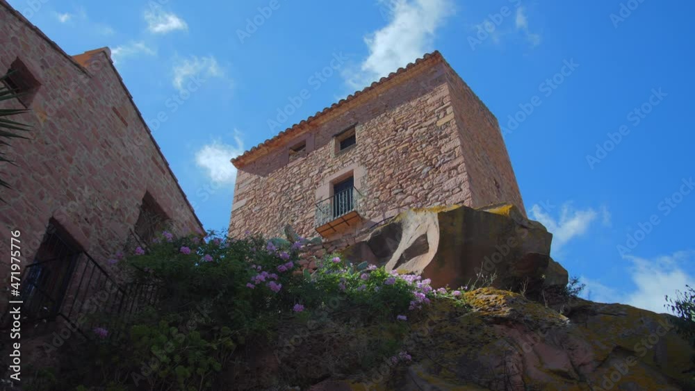 Panning across beautiful historic tower Torreta of Vilafames in Castellon, Spain. Panning across beautiful historic tower Torreta of Vilafames in Castellon, Spain.