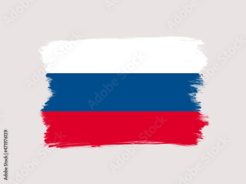 ドライブラシでデザインしたロシア国旗のシンボルアイコンイラスト