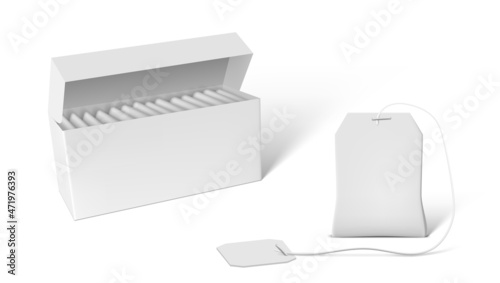 Clear White Box With Tea Bag Isolated On White