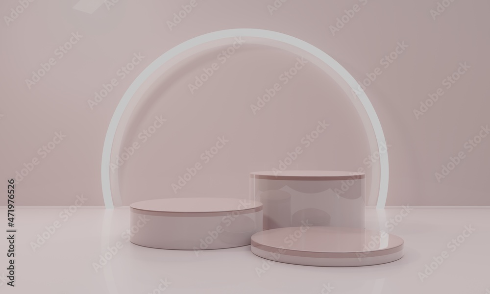 Empty 3d podium for cosmetic product display showcase. Best for any product presentation. Minimalistic 3d Render
