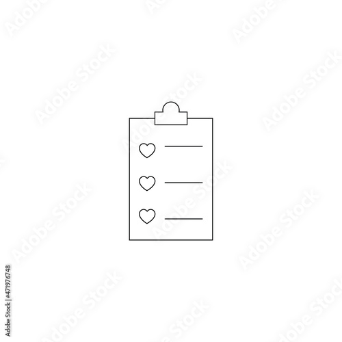 Modern vector sign for sites, apps, advertisement, banners, internet pages. Editable stroke. Line icon of small hearts against lines on marriage contract or prenup