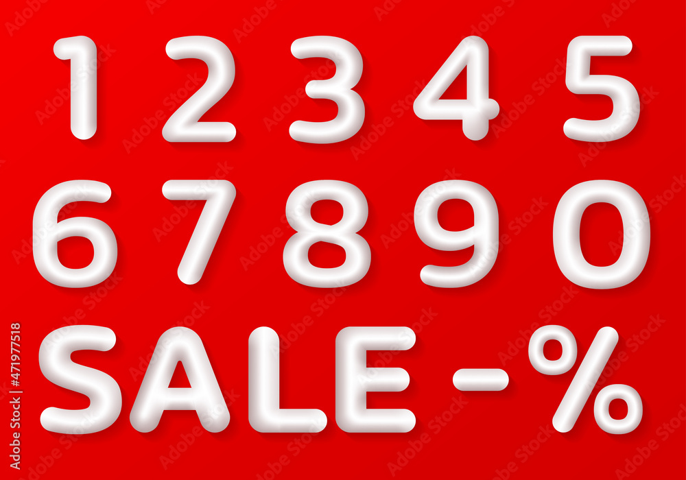 3d number set with sale text and percent sign. Font for discount, promotion and advertising design. Vector illustration. 3d number set with sale text and percent sign. Font for discount, promotion and advertising design. Vector illustration.