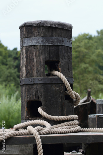 A close-up of a mooring post and rope  © RMMPPhotography