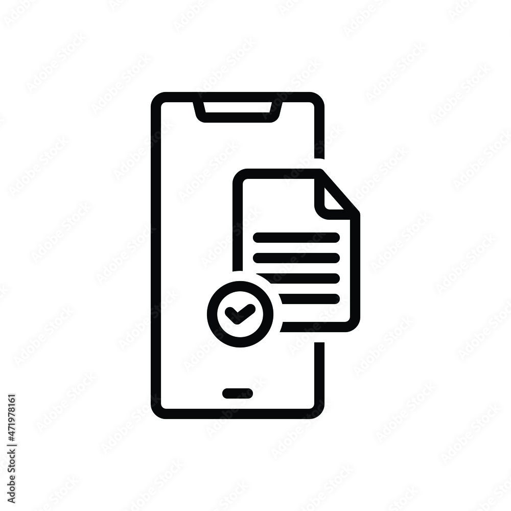 Black line icon for validation