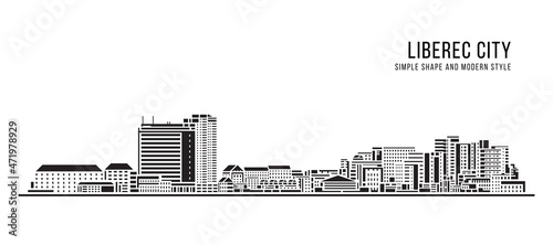 Cityscape Building Abstract Simple shape and modern style art Vector design - Liberec city