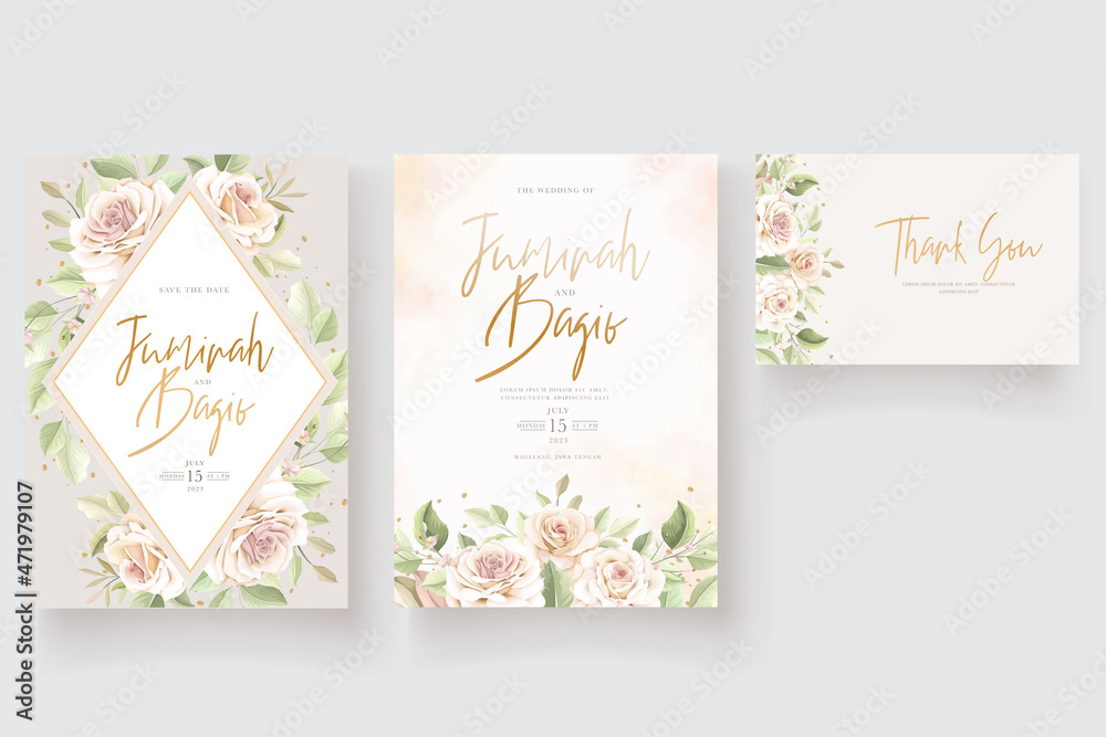 hand drawn floral wedding invitation card set hand drawn floral wedding invitation card set
