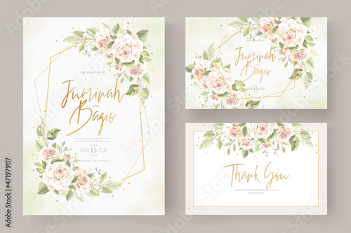 hand drawn floral wedding invitation card set