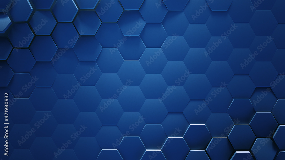 Blue hexagonal geometric background 3D render Blue hexagonal geometric background 3D render