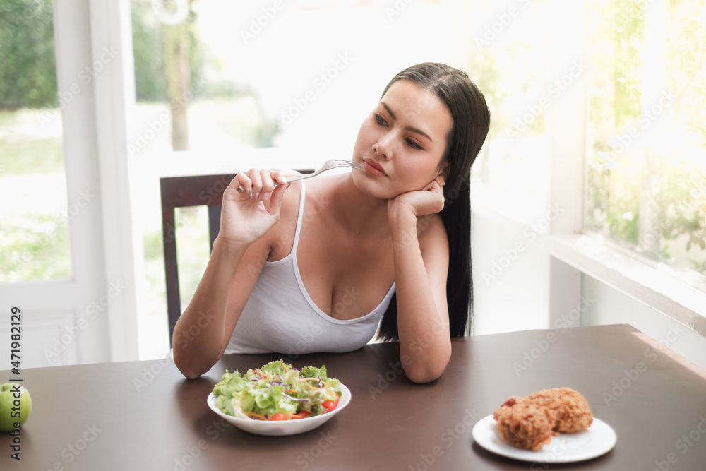 Portrait sexy asia woman with salad, healthy diet concept Portrait sexy asia woman with salad, healthy diet concept