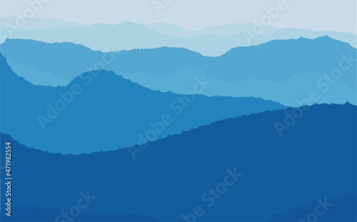 Vector illustration of a lovely dark blue mountain landscape