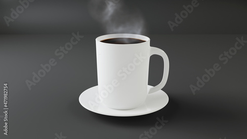 White coffee mug mockup on a black background. coffe mug