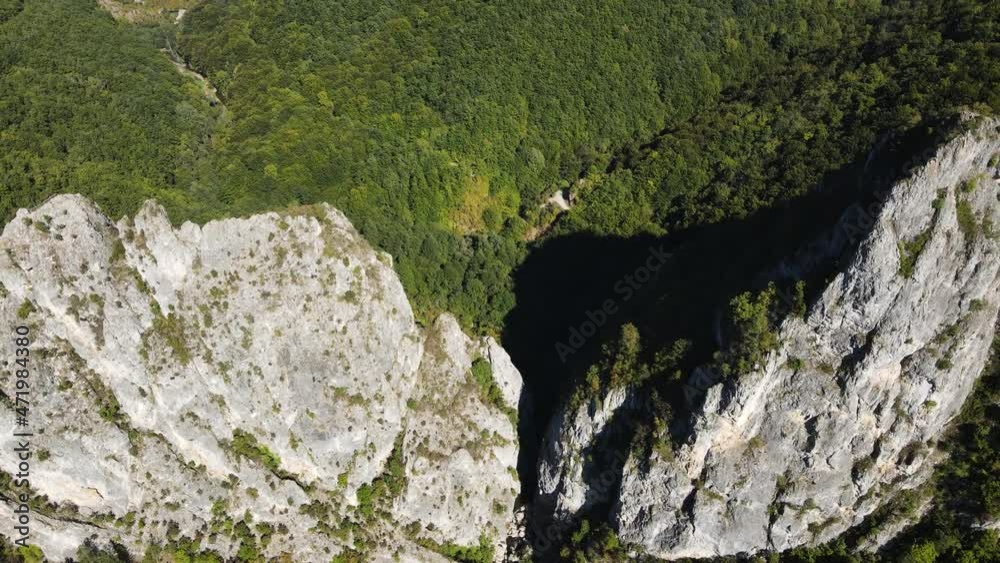 Aerial view of Erma River Gorge near town of Tran, Bulgaria Aerial view of Erma River Gorge near town of Tran, Bulgaria