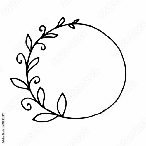 vector illustration of floral wreath in doodle style