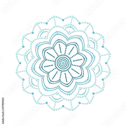Vector dot mandala. Monochrome aboriginal style of dot painting. Decorative snowflake.