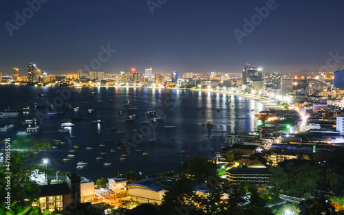 view point of Pattaya City the landmark is famous at night day © u photostock
