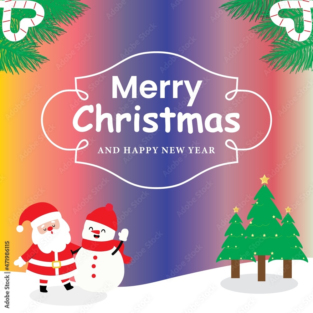 Christmas design with trees and Santa