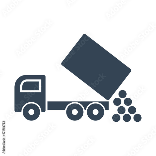 Vector black icon unloading from a dump truck, tipper