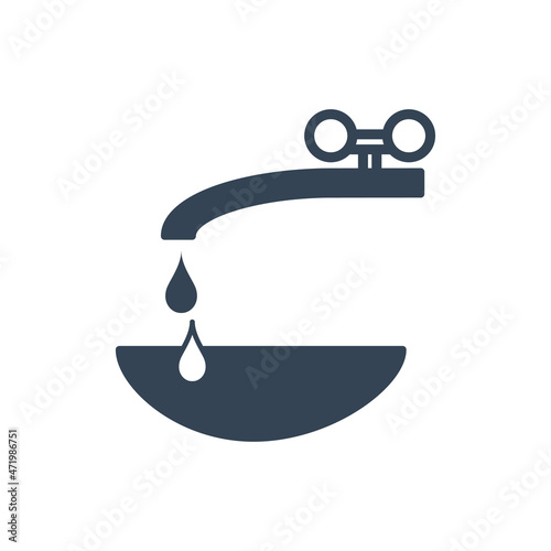 Vector black icon pouring water from tap