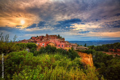 Evening in the Village of Roussillon, Provence, France photo