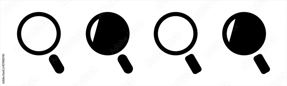 Search icon for apps and websites . Magnifying glass icon. Magnifier or loupe sign. Search icon for apps and websites . Magnifying glass icon. Magnifier or loupe sign.