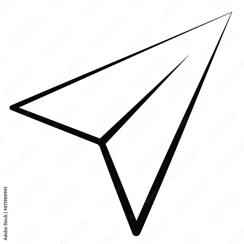 paper plane icon, sending message sign, direct message button, airplane on the sky