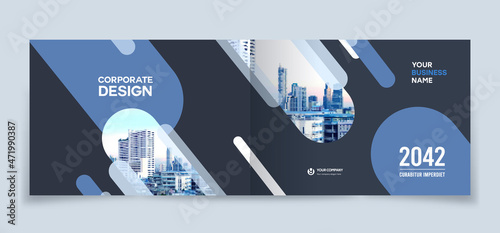 City Background Business Book Cover Design Template - Landscape Layout
