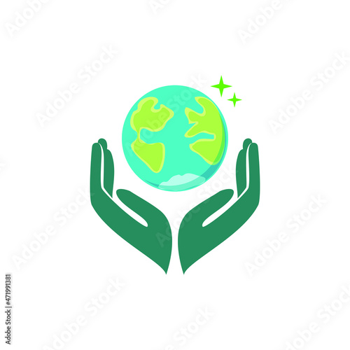 Save the Planet Two Hands Protecting Globe Go Green Concept Vector