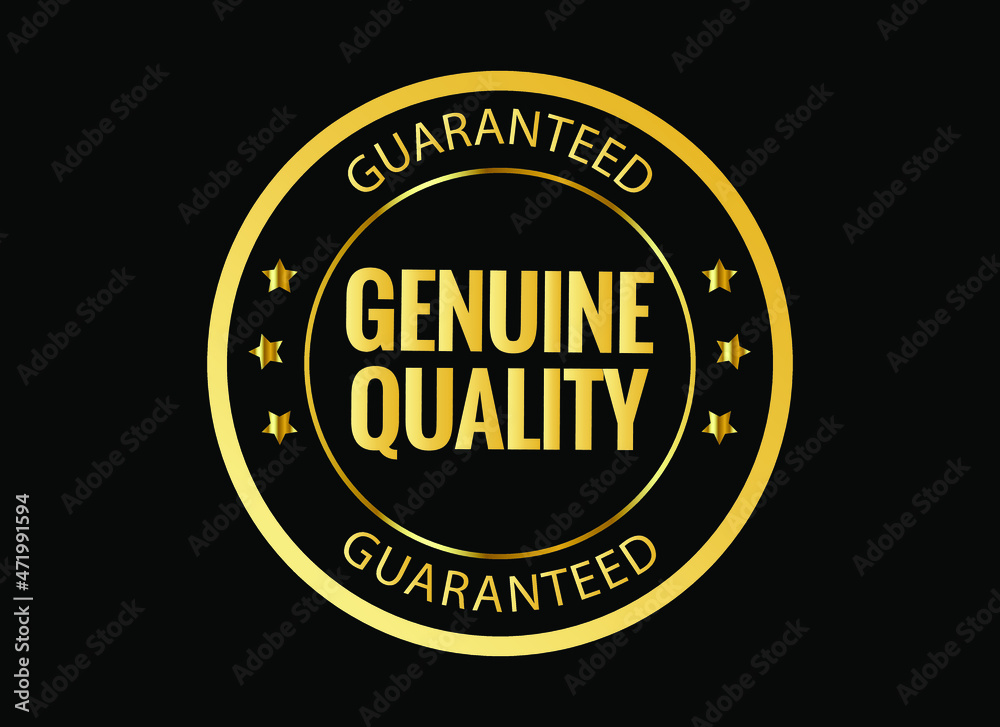 Genuine Quality Guaranteed Golden Emblem Isolated Vector Genuine Quality Guaranteed Golden Emblem Isolated Vector