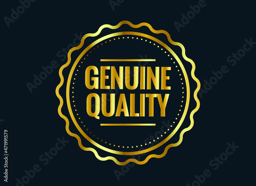 Genuine Quality Golden Emblem Isolated Vector