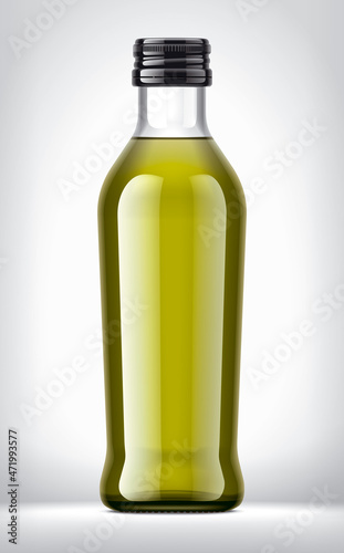 Glass Bottle with olive oil. 