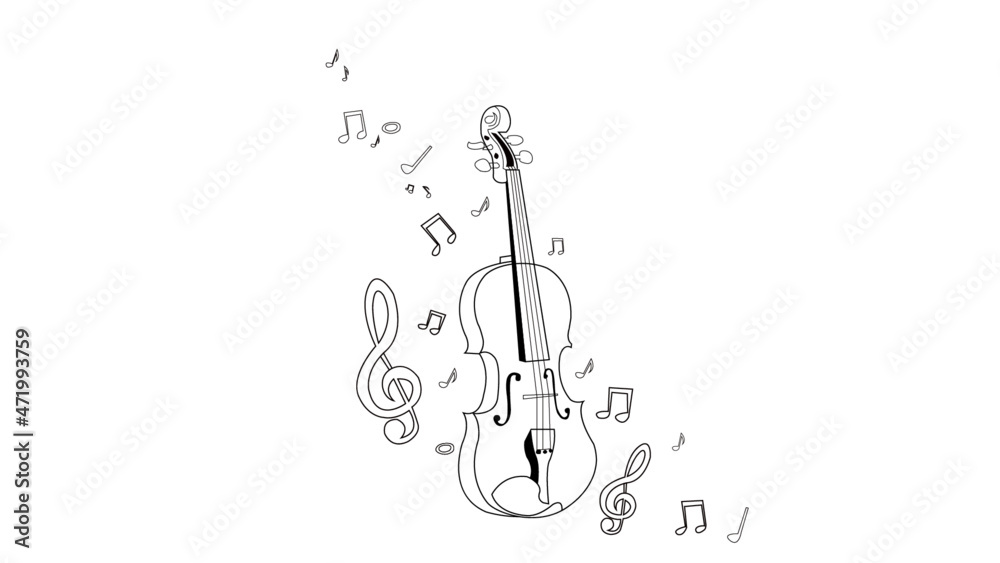 violin illustration black and white

