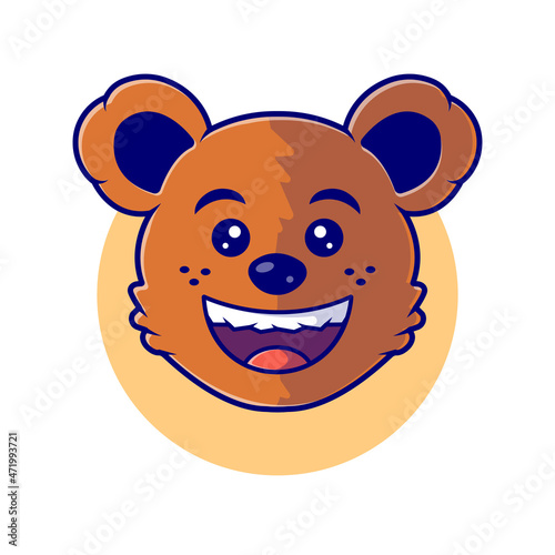 Cute Happy Bear Mascot Cartoon Vector Icon Illustration. Animal Nature Icon Concept Isolated Premium Vector. Flat Cartoon Style