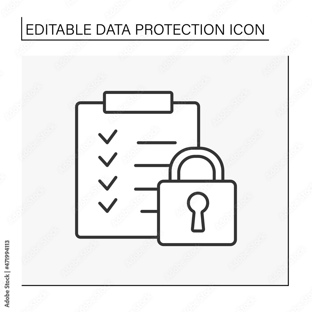 Limited access line icon. Data security. Protection from hackers personal information. Locked database. Data protection concept. Isolated vector illustration. Editable stroke Limited access line icon. Data security. Protection from hackers personal information. Locked database. Data protection concept. Isolated vector illustration. Editable stroke