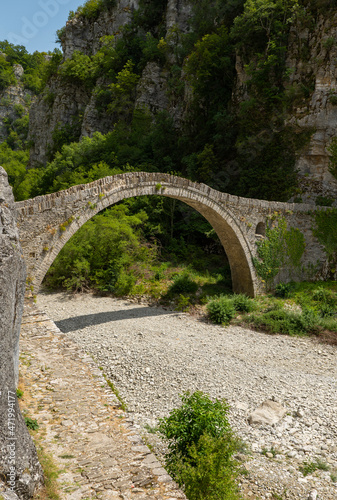 Daytime view of Kokkori Bridge in the national of Vikos-Aoos in northern Greece © hyserb