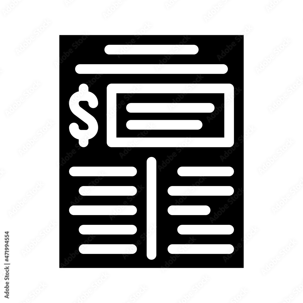 financial plan document glyph icon vector. financial plan document sign. isolated contour symbol black illustration financial plan document glyph icon vector. financial plan document sign. isolated contour symbol black illustration