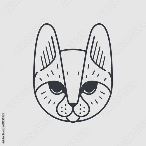 Vector logo design template - illustration of cat head. Contour vector illustration for emblem, badge, insignia.
